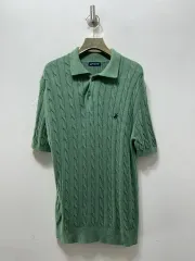 ベバリーヒルズ ポロクラブ ケーブル 半袖 ニット グリーン M