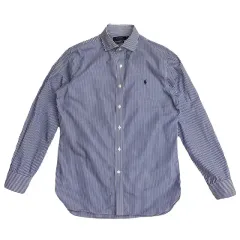 POLO ブルー ストライプ ワイドKARA（カラ） ドレス シャツ 16 34/35