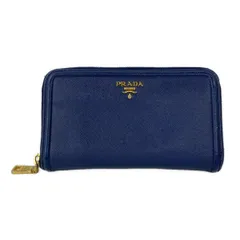 PRADA(プラダ) 長財布 - ネイビー ラウンドファスナー レザー