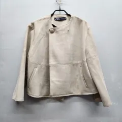 ザラ ZARA スウェード クロップド ケープ ジャケット S(L)