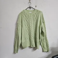 ケーブルニットセーター ライトグリーン