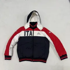 XL カッパ ヴィンテージ イタリア WHO フード ジップアップ ダウン ジャケット (洗濯必要) 0105