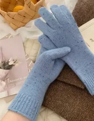 レディースぼかしウール手袋 冬ニットデイリー手袋