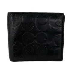 COACH(コーチ) 2つ折り財布 コイン ウォレット シグネチャー エンボスド レザー F75005 黒 レザー
