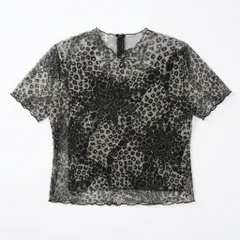[C-9] レオパード柄 シアー フリルネック トップス