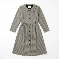 [D-1] 千鳥格子柄 長袖ロングワンピース