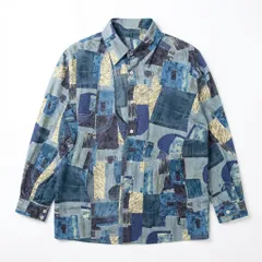 [D-1] 古着 アート柄 総柄シャツ 長袖 レトロ