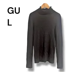 a2356 GU ジーユー リブタートルネックセーター ブラック Lサイズ