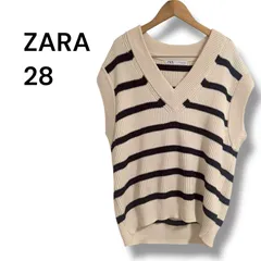 a2357 ZARA ザラ ボーダー ニットベスト Vネック オーバーサイズ Mサイズ