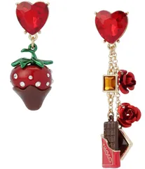 ベッツィジョンソン レディース アクセサリー ピアス・イヤリング Betsey Johnson Love Spell Chocolate Strawberry Mismatch Drop Earrinのサムネイル