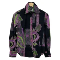 ETRO(エトロ) 長袖シャツブラウス サイズ42 M レディース美品  - グリーン×パープル×マルチ シルク/フリル/シースルー ETRO - エトロ ETRO シャツの通販 by KOMEHYO ONLINE ラクマ店｜エトロ