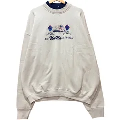 Fruit of the Loom フルーツオブザルーム Best Nana In The World クマ 刺繍 スウェット トレーナー メンズXXL 古着 2段リブ 襟付き 50/50 杢ベージュ ライトグレー【スウェット】/ MS164