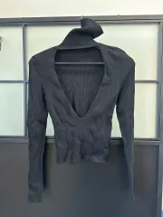 ZARA 新品 / ザラ バックレス タートルネック Tシャツ リブニット