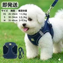 通気反射材小型犬 ハーネス リードセット ネイビーメッシュハーネス 引っ張り防止 反射素材 蒸れない 犬用 胴輪 メッシュ 軽量 通気性 散歩用