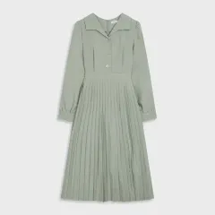 新品 ミッソ シャツカラー プリーツ ロング ワンピース (*後に実物写真あります)