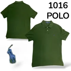 ポロ スモール ロゴ スリムフィット カラ 半袖T ダークグリーン L