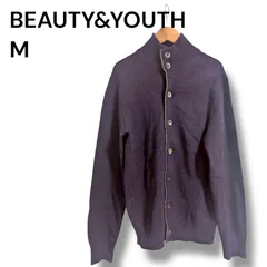 a2365 BEAUTY&YOUTH ウール100% ニットカーディガン 紫 Mサイズ