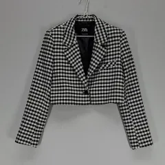 AI 95% ザラ レディース90 クロップドジャケット 春 秋 CHECK 03933