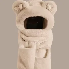 耳あて ニット帽 マフラー 手袋 セット アイボリー