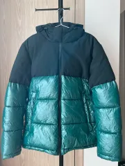 ブラック/ダーク グリーン バイカラー ダウン アウター メンズ XL