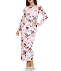 スティーブ マデン レディース トップス ワンピース フラワー柄 プリント ギャザー フラワー Stevie by Steve Madden Floral Printed Boat Neck Long Sleeve Low Back Ruched Dress