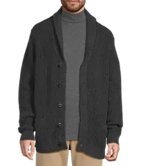 エルエルビーン メンズ アウター カーディガン LLBean LL Bean Waffle Cardigan Faded Black ブラックのサムネイル