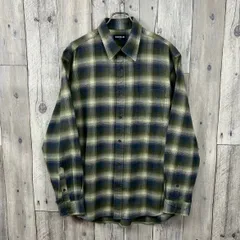 OLD UNIQLO 90s 紺タグ ユニクロ 長袖 オンブレ チェック フランネル ネルシャツ メンズ XL サイズ