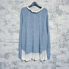 レースネック ニット ブラウス