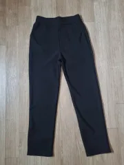 (新品)黒 起毛 ストレッチパンツ ウエストゴム ズボン スラックス L