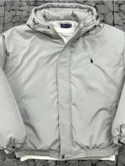 ポロ ラルフローレン フード ダウン アウター グレー