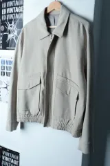 (L-XL) DRAW FIT ジップアップ ウィンドブレーカー アウター ジャケット ブルゾン ベージュ-16C8F