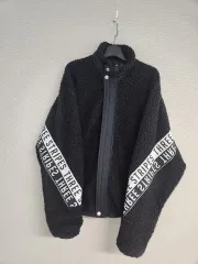 アディダス 3本線 フリース ボア フリース ブラック ジャケット