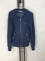 ラコステ ジップアップ ニット ウール カーディガン ネイビー 36