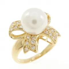 K18YG リボン アコヤパール リング 8mm