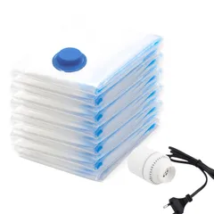 布団圧縮袋【電動ポンプ付き】【7枚セット・1*S/2*M/2*L/2*XL】 掃除機不要 旅行用 衣類 毛布 洋服 ふとん 特大サイズ 省スペース 高密封性 防湿 防塵 防臭 防カビ ダニ対策 収納/引越し/衣替え/旅行/出張ふとん圧縮袋 1*S(40×60c