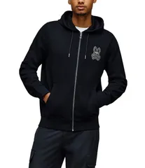 サイコバニー メンズ アウター ジャケット・ブルゾン パーカー Psycho Bunny Marlo Herringbone Patch Zip Hoodie Black ブラックのサムネイル