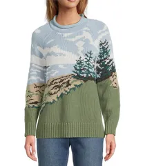 エルエルビーン レディース アウター ニット・セーター コットン LLBean Signature Original Heritage Coastal Scenic Organicotton Rollneck Raglan Long Sleeve Pullov