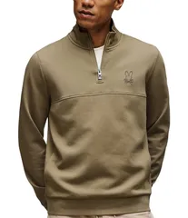 サイコバニー メンズ アウター ニット・セーター ニット Psycho Bunny Zeke 14 Mock Zip Long Sleeve Knit Pullover Dusky Green グリーのサムネイル