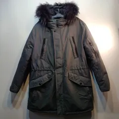 AND Z フード ファー マウンテンパーカー アウター ダークグレー 110サイズ 冬 512181