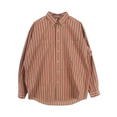 Tommy Hilfiger (MEN - XL) コットン 90's 刺繍 ロゴ ストライプ シャツ