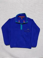 90s USA patagonia パタゴニア Synchilla（シンチラ） スナップT ブルー PURPLE パープル S