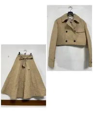 特価新)N5941-4 キルティング セットアップ クロップド ジャケット フレア ローン スカート