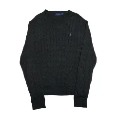 L ポロラルフローレン コットン ケーブル チャコール ニット