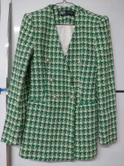 ザラ グリーンチェック ツイードジャケット