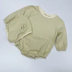 80 ストライプ スーツ ボネット セット