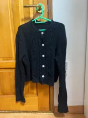 ケーブルニットカーディガン ブラック