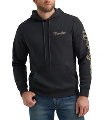 ラングラー メンズ アウター パーカー・スウェット ロゴ フリース WranglerR LogoDetailed Long Sleeve Fleece Hoodie Jet Black ブラックのサムネイル