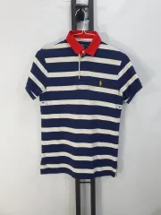 ポロ ラルフローレン 半袖 カラーTシャツ ラグビーシャツ ネイビー 白 s