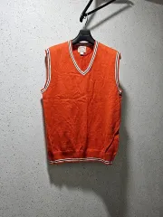 S) ブルックス ブラザーズ Vネック ウールニット ベスト オレンジ ベスト