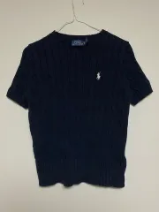 ポロ ラルフローレン ケーブル 半袖 ニット ネイビー
